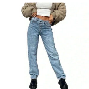 Princess Polly Holly Criss Cross straight leg High Waist Asymmetrical size 8